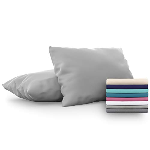 Dreamzie - Set de 2 x Funda de Almohada 50x80 cm, Gris Antracita, Microfibra (100% Poliéster) - Fundas de Almohadas Hipoalergénica - Fundas de Cojines de Calidad con una Suavidad Incomparable