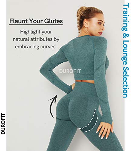 DUROFIT Mallas Pantalones Deportivos Leggings Mujer Mallas Deportivas Fitness Leggins Polainas de Yoga Training Fitness Estiramiento Azul L