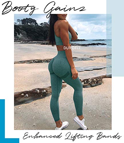 DUROFIT Mallas Pantalones Deportivos Leggings Mujer Mallas Deportivas Fitness Leggins Polainas de Yoga Training Fitness Estiramiento Azul L