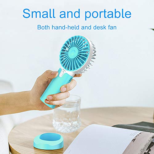 EasyULT Mini Ventilador de Mano USB, con 5200mAh Batería, Recargable USB Ventilador Portátil, 3 Velocidades Ajustable y Base Escritorio para al Hogar, Oficina, Viajes, Picnic-Blanco