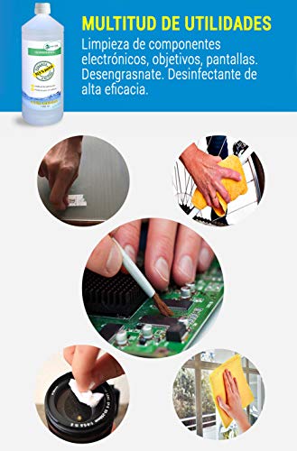 Ecosoluciones Químicas - 1 litro | Alcohol Isopropílico 99,9% Alta pureza IPA | Limpieza componentes electrónicos, Objetivos, Pantallas. Desengrasante. Desinfección y Limpieza Superficies