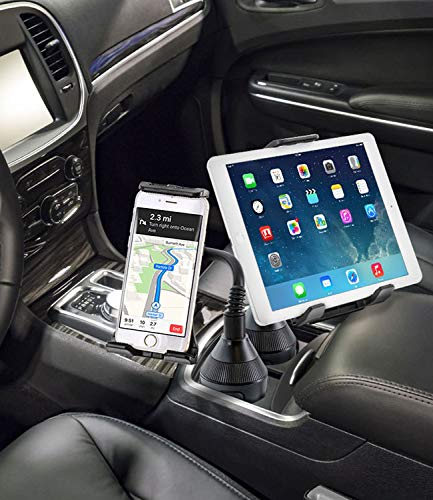 EEEKit Soporte para portavasos para Coche, Tableta para teléfono, iPad 2 en 1 Soporte para Coche, Soporte de Cuello de Cisne Ajustable para Todos los teléfonos Inteligentes y tabletas Universal