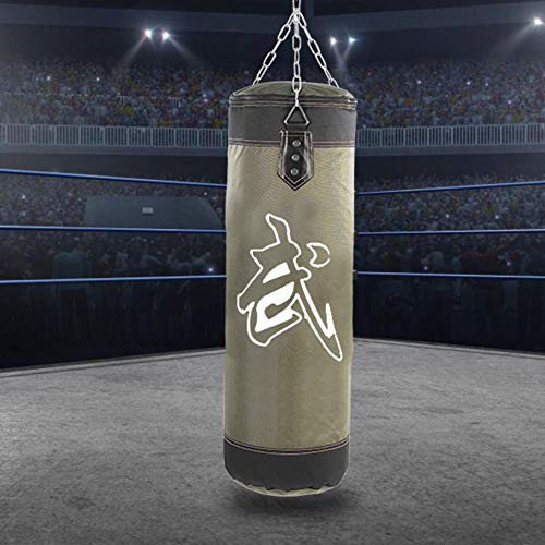 El nuevo saco de arena de boxeo Colgante de lienzo Boxeo Saco de arena Entrenamiento Gancho de boxeo Saco de arena Patada Modelo hueco con gancho de cadena de hierro Hebilla de seguridad(1 m-verde)