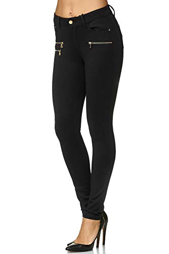 Elara Pantalones Elásticos de Mujer Skinny Fit Jegging Chunkyrayan Negro H86 38 (M)