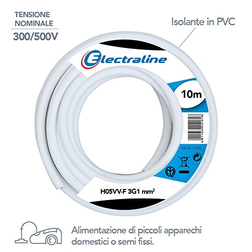 Electraline 11721, Cable para Extensiones H05VV-F, Sección 3G1 mm, 10 m, Blanco