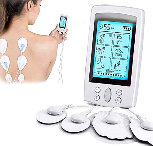 Electroestimulador TENS y electroestimulación muscular, 16 Modos 2 Canales USB Recargable Masajeador Electro para el Cervical/Piernas/Abdominal/Espalda/Cuello