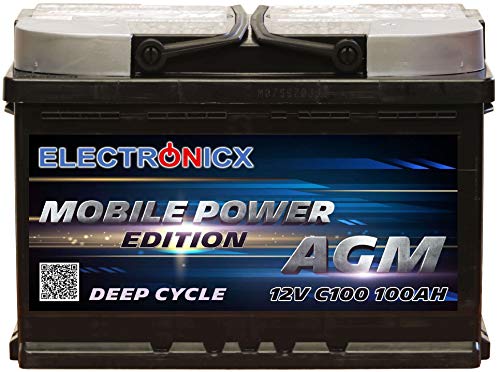 Electronicx Bateria Solar Coche AGM 100Ah 12V Bateria de Arranque de Gel MOBILE EDITION Caravana Autocaravana Camper Barco ideal para Interiores Car Battery Ciclo Profundo Resistente a las Vibraciones