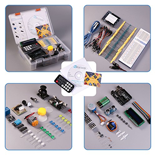 ELEGOO Conjunto Medio de Iniciación Compatible con Arduino IDE con Tutorial en Español y Conjunto de Relé de 5V, Modulo de Fuente de Alimentación, Servomotor, UNO R3 Placa de Desarrollo de Prototipos