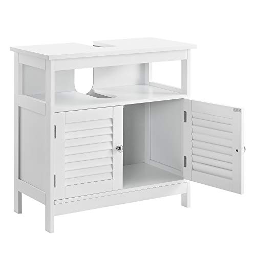 [en.casa] Mueble para debajo de lavabo con 2 puertas y con estante – 60x60x30cm – blanco