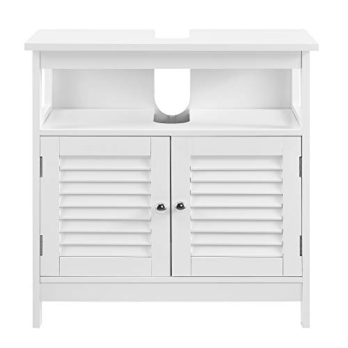 [en.casa] Mueble para debajo de lavabo con 2 puertas y con estante – 60x60x30cm – blanco