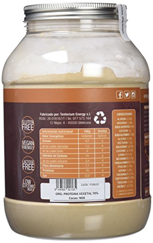 Energy Feelings Proteina Vegana 70% Premium sabor cacao - 1.5 Kg | rica en BCAA | ingredientes de máxima calidad | 100% ecológica