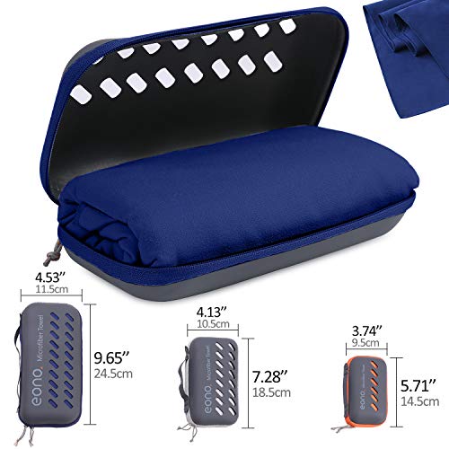 Eono by Amazon - Toalla de Microfibra para Llevar al Gimnasio, a la Playa, de Camping, de Viaje, de Natacion, o de Vacaciones. Secado rápido, Superabsorbente, Ultracompacta, Azul Real-60x30cm