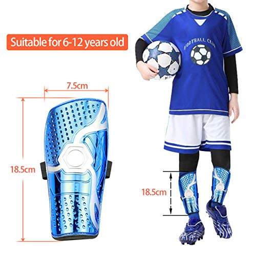 Espinilleras niño Futbol,Espinilleras de fútbol para jóvenes,1 par de Leggins de fútbol Protector de Tobillo de fútbol Ligero y Transpirable para niños de 6 a 12 años