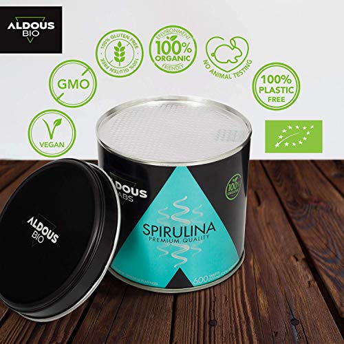 Espirulina Ecológica Premium para 18 Meses | 600 comprimidos de 500mg con 99% BIO Spirulina | Vegano - Saciante - DETOX - Proteína Vegetal | Certificación Ecológica (1 x 600 Comprimidos)