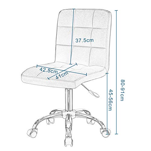 EUGAD Silla de Escritorio con Ruedas Taburete de Oficina Taburete Escritorio Silla Giratoria de Tela Sillas de Oficina Silla Ergonómica de Oficina Gris Claro