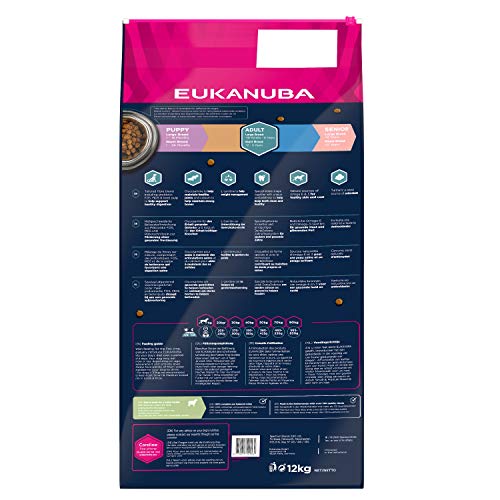 Eukanuba Alimento seco para perros adultos de razas grandes, rico en cordero y arroz, 12 kg