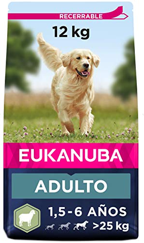 Eukanuba Alimento seco para perros adultos de razas grandes, rico en cordero y arroz, 12 kg