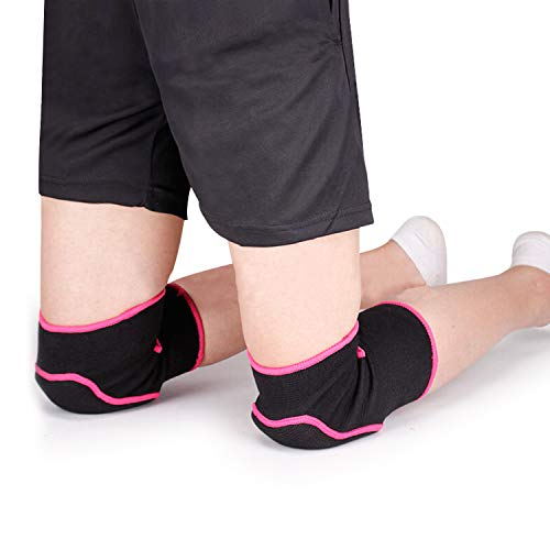 EULANT Almohadillas Protectora para Rodilla de Niños, Niñas Crashproof Algodón Rodillera, Rodilleras Infantil para Baile Ciclismo Correr Fútbol Volleyball Patinaje Esquí, Negro/Rosa, M