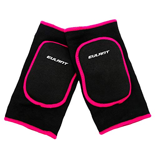 EULANT Almohadillas Protectora para Rodilla de Niños, Niñas Crashproof Algodón Rodillera, Rodilleras Infantil para Baile Ciclismo Correr Fútbol Volleyball Patinaje Esquí, Negro/Rosa, M