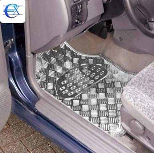 EUROXANTY®- Alfombrillas de Goma con Diseño Metalizadas Universales 4 Unidades (Plata)