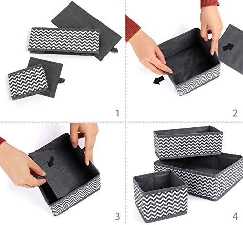 Evance 10 Cajas Organizador de cajones Tela organizadores Almacenamiento Plegable para Sujetadores Bragas Calcetines Gris (10 PCS)