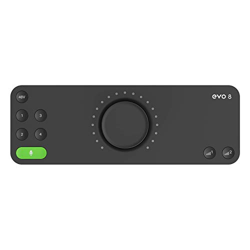 EVO 8 USB Audio Interface tarjeta de sonido externa (4 in / 4 out, Smartgain, Smart Touchpoints, función loopback, alimentación fantasma de 48V, 4 preamplificadores de micrófono, Windows/Mac/iOS)