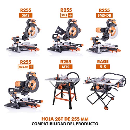 Evolution Power Tools - Hoja de sierra multiuso con punta de acero de carburo RAGE, 255 mm