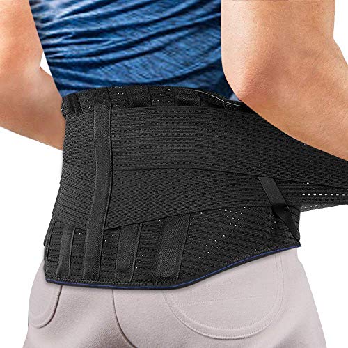 Faja Lumbar para Espalda, AGPTEK Cinturón de Soporte Lumbar Ayuda a Aliviar Dolor y Lesiones, Ciática, Hernia de Disco etc, Faja Lumbar Deportiva para Hombre y Mujer, Negro(Talla XL)