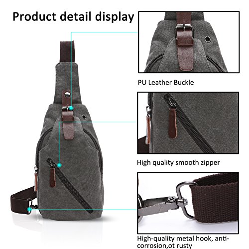 FANDARE Unisexo Bolso Pecho Lienzo Bolsos de Hombre Sling Crossbody Daypacks Mujer Bolsos Cruzados Bandoleras Cruzada para Escuela Viaje Deportes Gimnasio Senderismo Ciclismo Montañismo