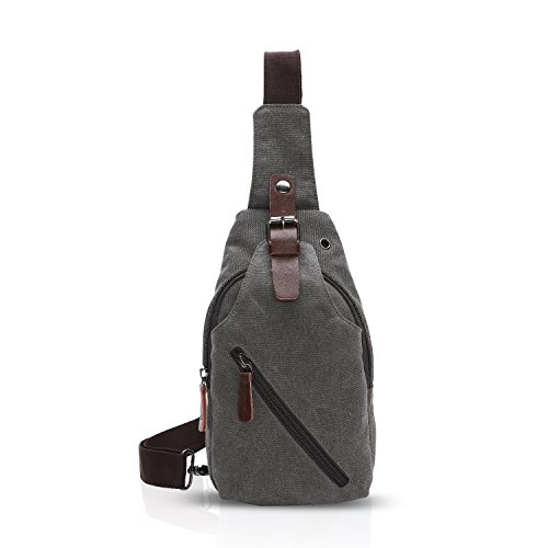 FANDARE Unisexo Bolso Pecho Lienzo Bolsos de Hombre Sling Crossbody Daypacks Mujer Bolsos Cruzados Bandoleras Cruzada para Escuela Viaje Deportes Gimnasio Senderismo Ciclismo Montañismo