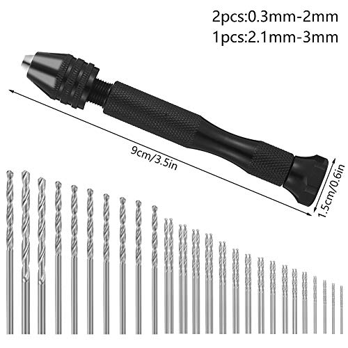fanshiontide 57 piezas Mini Taladro Manual Kit Taladro Mano modelismo de Herramientas para Madera, Resina, joyería, Nogal, ámbar, Cera de Abejas(Aleación de aluminio)