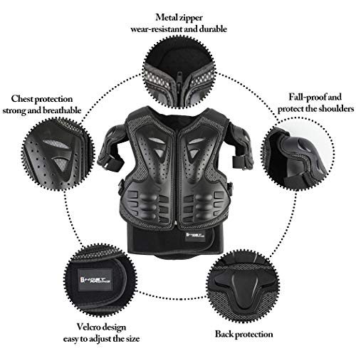 Fansport 5 Piezas Motos Ropa Protectora Niños,Rodillera Transpirable Protector de Pecho Equipo de protección para Motocross,Ciclismo,Esquí,Patinaje