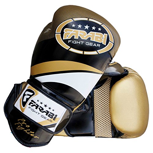 Farabi Boxing Gloves Boxing Gloves for Training Punching Sparring Muay Thai Kickboxing Gloves (Golden, 10Oz)