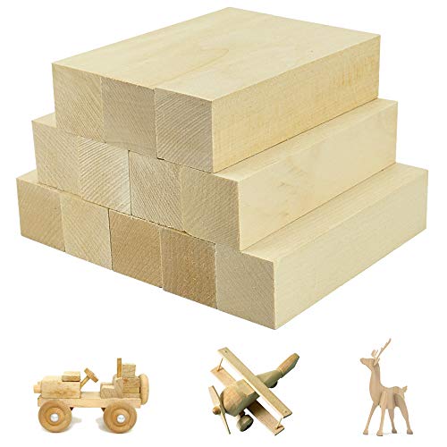 FAVENGO 12 Pcs Madera para Tallar Maderas Blandas para Tallar Maderas para Tallado Bloques de Madera Natural para Tallar Madera Facil de Tallar para Figura, Animales, Letras para Principiantes Niños