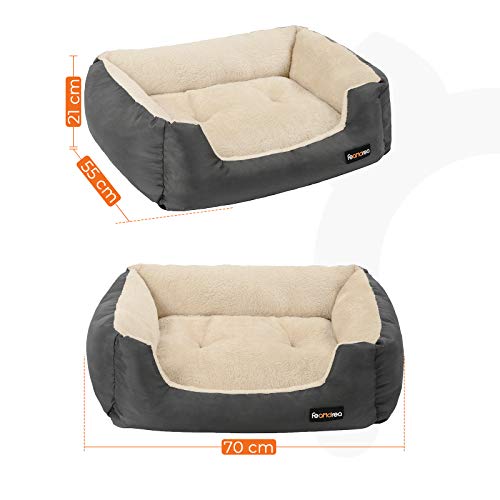 FEANDREA Cama de Perro, Cojín Reversible, 70 x 55 x 21 cm, Gris Oscuro PGW003G01