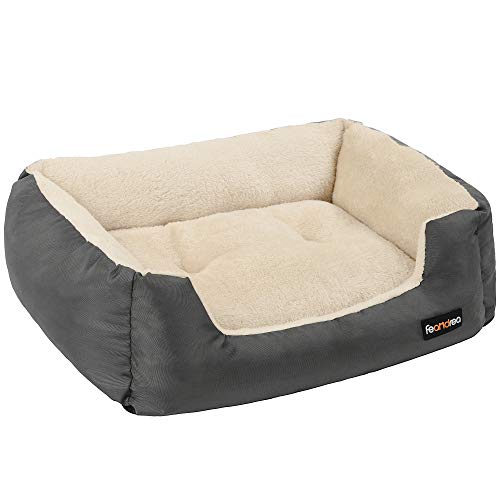 FEANDREA Cama de Perro, Cojín Reversible, 70 x 55 x 21 cm, Gris Oscuro PGW003G01