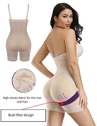 FeelinGirl Mujer Faja Reductora Abdominal con Cremallera Frontal - Shapewear Faja Adelgazante Corsé Ajustable Waist Trainer Beige 3XL/Talla 46-48