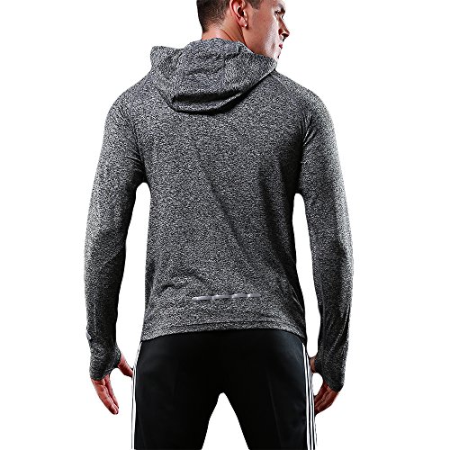 FELiCON Sudadera con Capucha y Cremallera de Manga Larga para Hombres Camiseta Sudadera con Capucha y Secado rápido Camiseta de Running con Top Deportivo Camiseta con Capucha de Hombre