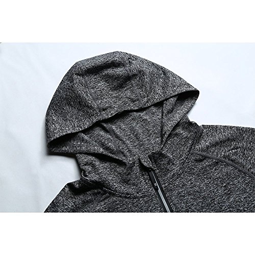 FELiCON Sudadera con Capucha y Cremallera de Manga Larga para Hombres Camiseta Sudadera con Capucha y Secado rápido Camiseta de Running con Top Deportivo Camiseta con Capucha de Hombre