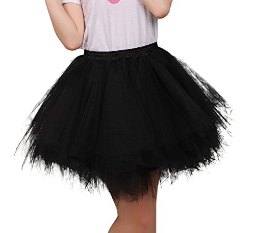 FEOYA Mujer Adultos Falda de Ballet Skirt Princesas Tutú de Tul para Baile Disfraces Fotografía Fiesta Despedida de Soltera Talla Única - Negro