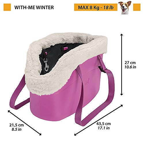 Ferplast Bolso para Perros with-ME Winter, EVA, Suave plástico de Goma con Revestimiento de ecopiel, Asas Regulables, Correa de Seguridad incluida, 21.5 x 43.5 x h 27 cm, Negro