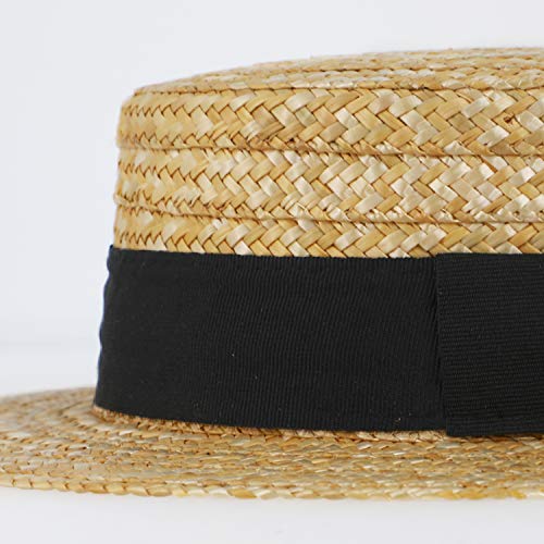 fiebig Sierra Circular Sombrero de Paja Natural | Damas y Caballeros | Sombrero para el Sol Hecho 100% de Paja Sombrero de gondolero para la Primavera y el Verano (61)