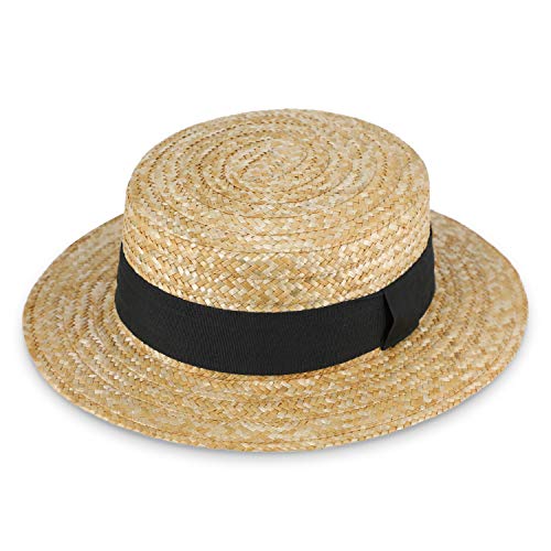 fiebig Sierra Circular Sombrero de Paja Natural | Damas y Caballeros | Sombrero para el Sol Hecho 100% de Paja Sombrero de gondolero para la Primavera y el Verano (61)