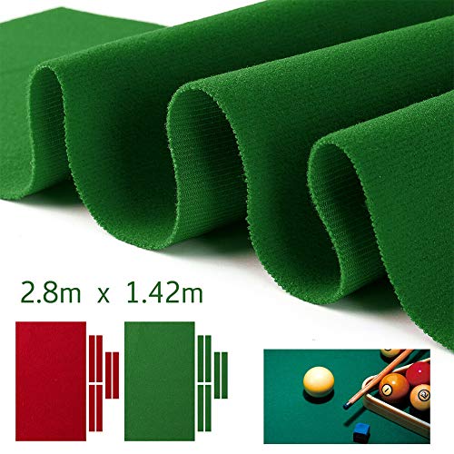 Fieltro para mesa de billar de grado – Paño de billar, accesorios de mesa de billar para interiores, para bares, clubes, hoteles (verde/rojo)