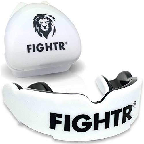 FIGHTR® Premium Protector bucal – respiración Ideal & fácil de Ajustar, protección Dental Deportiva para Boxeo, MMA, Muay Thai, Hockey y Deportes de Lucha, Incluye Caja higiénica