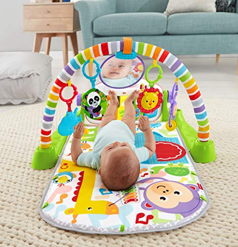 Fisher-Price Gimnasio Piano Pataditas superaprendizaje, manta de juego para bebé recién nacido (Mattel GXC37)