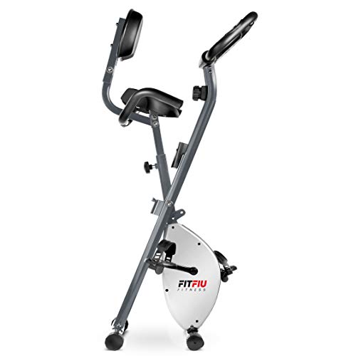 FITFIU Fitness BEST-220 Bicicleta Estática plegable con respaldo regulable, Pulsómetro y volante de inercia de 8kg regulable a 8 niveles de esfuerzo, Entrenamiento cardio y fitness