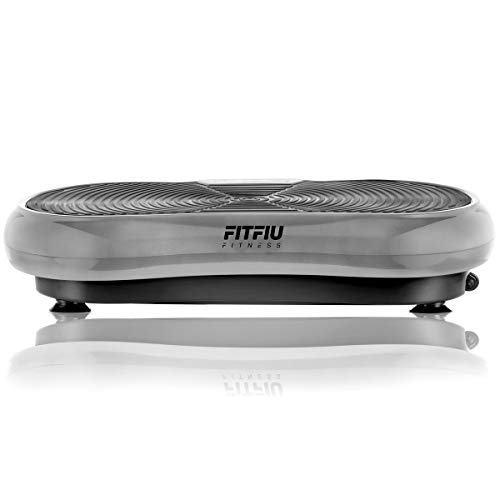 FITFIU Fitness PV-100 Plataforma vibratoria oscilante color Gris con potencia de 400w y 9 programas, Incluye cuerdas elásticas, adecuada para adelgazar con vibración y ejercicios musculares