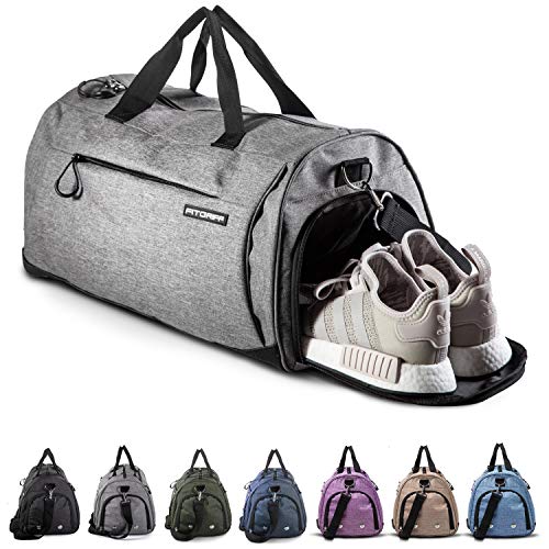 Fitgriff® Bolsa de Deporte para Hombre y Mujer, Bolsos Deportivos, Bolsa Gimnasio, Fitness Bolsos Deportivos, Gym Fitness (Grey, Small)