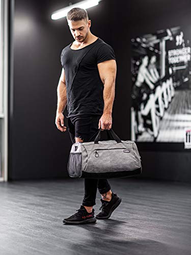 Fitgriff® Bolsa de Deporte para Hombre y Mujer, Bolsos Deportivos, Bolsa Gimnasio, Fitness Bolsos Deportivos, Gym Fitness (Grey, Small)